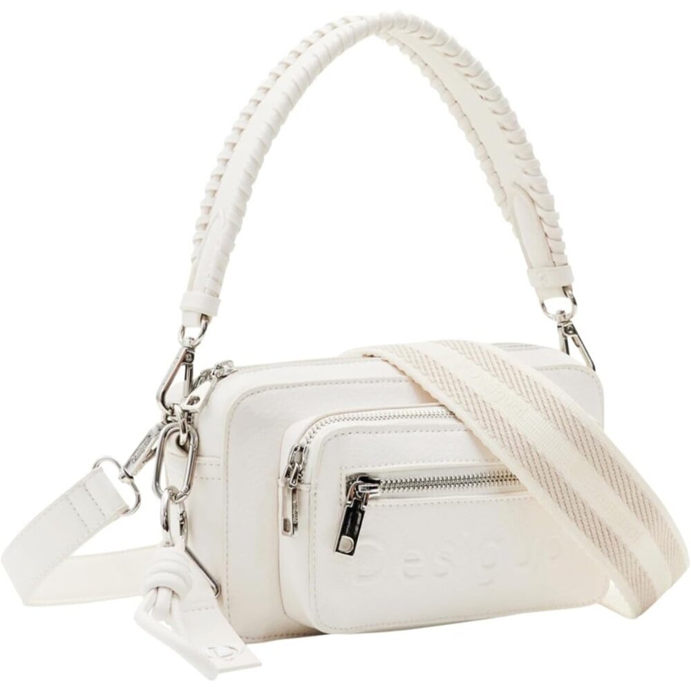 S Logo Crossbody Bag Leather-Effect Fabric Detachable Straps Womens